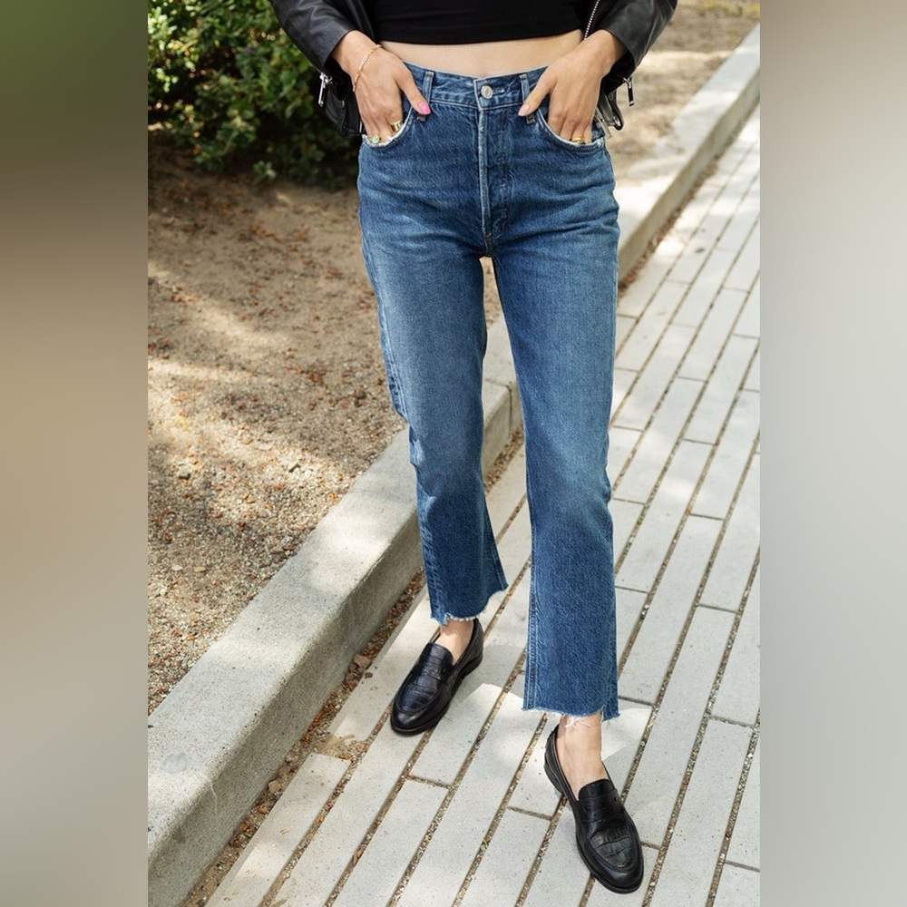 Agolde Riley High Rise Straight Crop Jeans in Disguise - Size 25